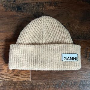 Ganni Oatmeal/Tan color beanie